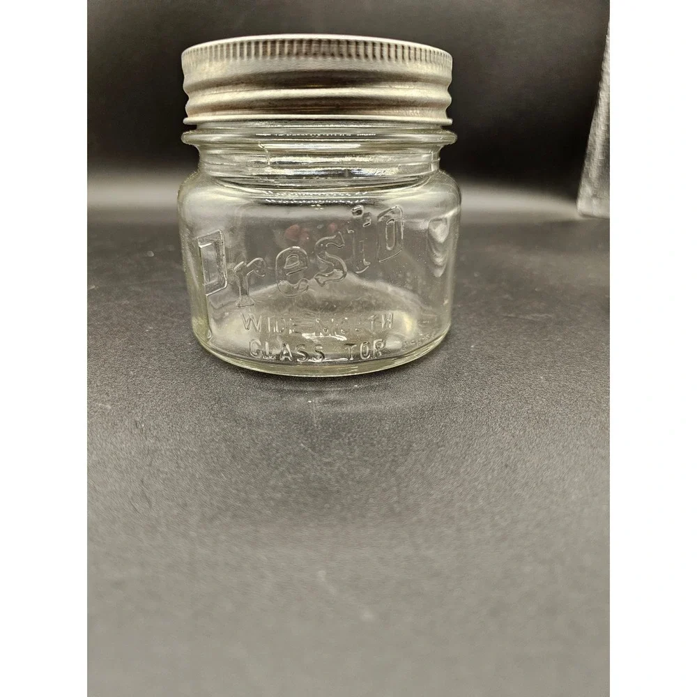 Vintage Presto Wide Mouth Glass Jar Illinois Glass Co 3.5 Inch Canning Jar Lid